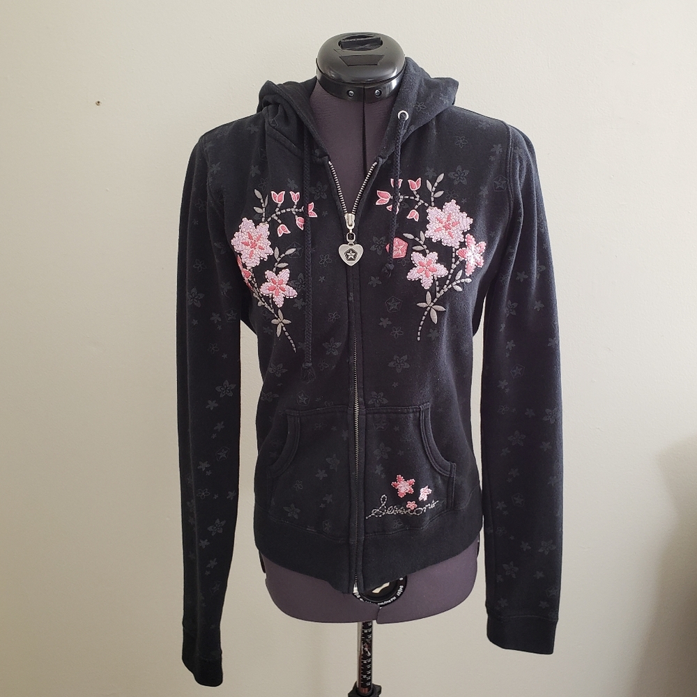 Sessions Flower Black Zipup Hoodie